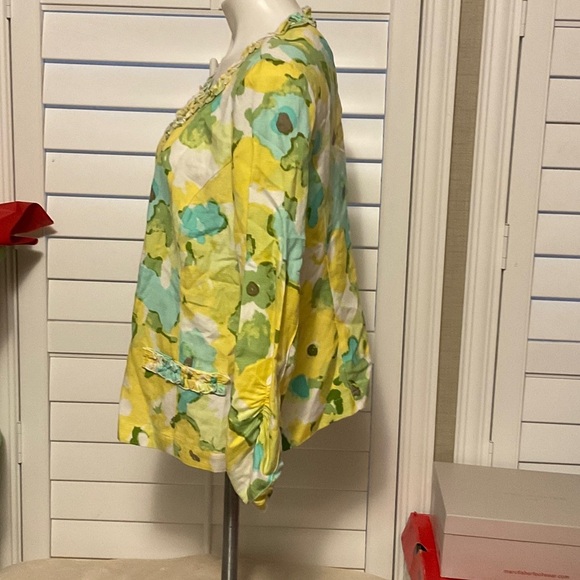 Ruby Rd. Floral Blazer - Yellow, Green, White - Picture 6 of 8